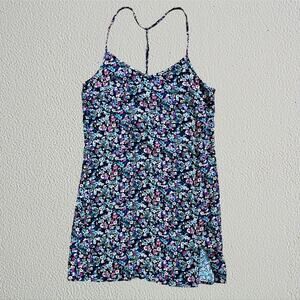 Floral mini dress with side notch and t strap back, Aeropostale Black Fox